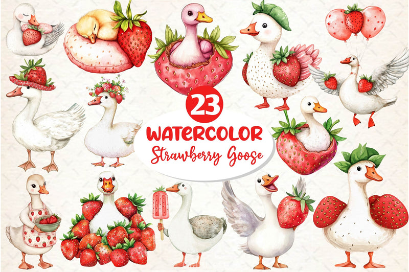 Strawberry Goose Clipart Bundle 2 - CraftNest - Digital Crafting and Art