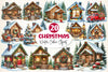 Winter Christmas Cabin Clipart Bundle