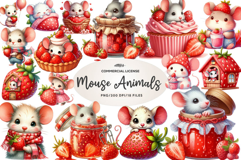 Minnie Animals Mouse Strawberry Clipart Bundle - CraftNest - Digital Crafting and Art