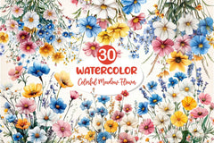 Colorful Meadow Flower Clipart Bundle 2 - CraftNest - Digital Crafting and Art