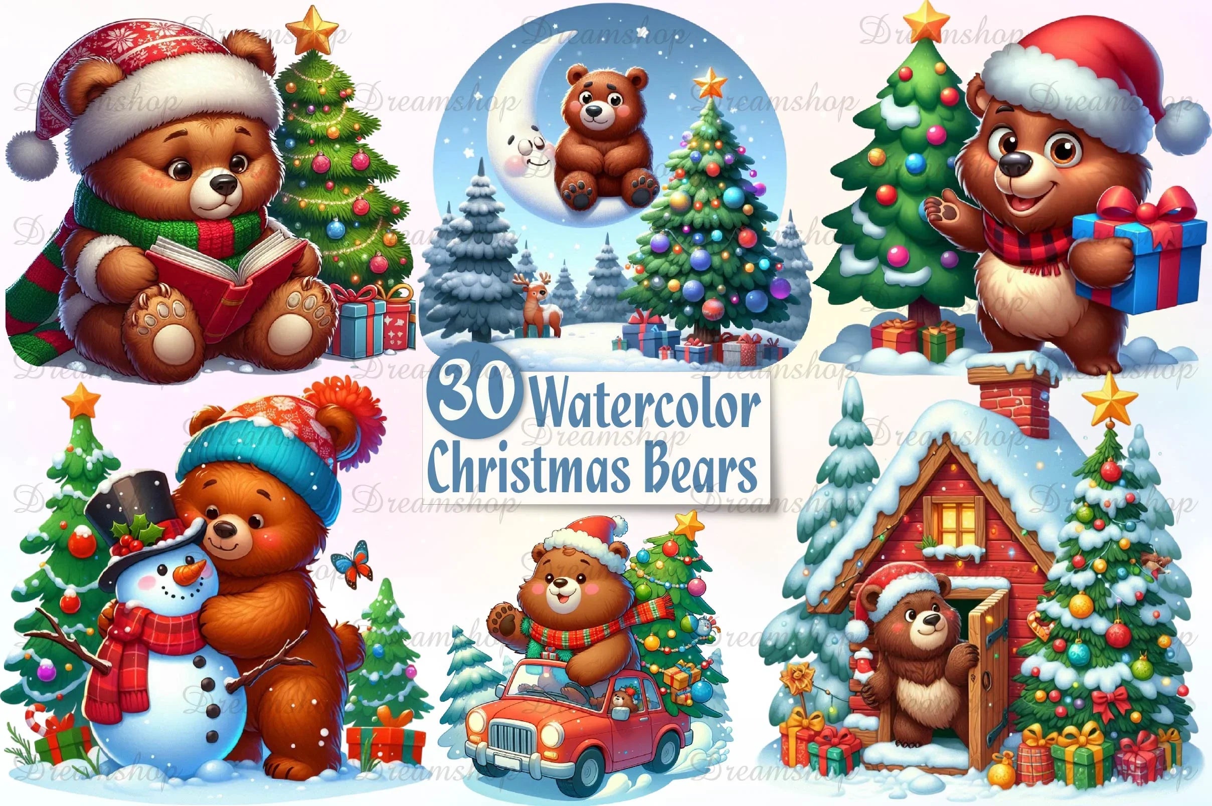 Christmas Wild Bears Clipart Bundle - CraftNest - Digital Crafting and Art