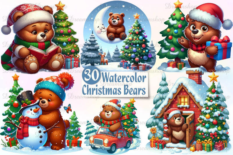 Christmas Wild Bears Clipart Bundle - CraftNest - Digital Crafting and Art