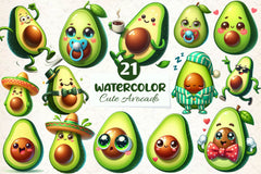 Cute Avocado Clipart Bundle 1 - CraftNest - Digital Crafting and Art