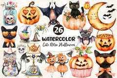 Cute Retro Halloween Clipart Bundle 2 - CraftNest - Digital Crafting and Art