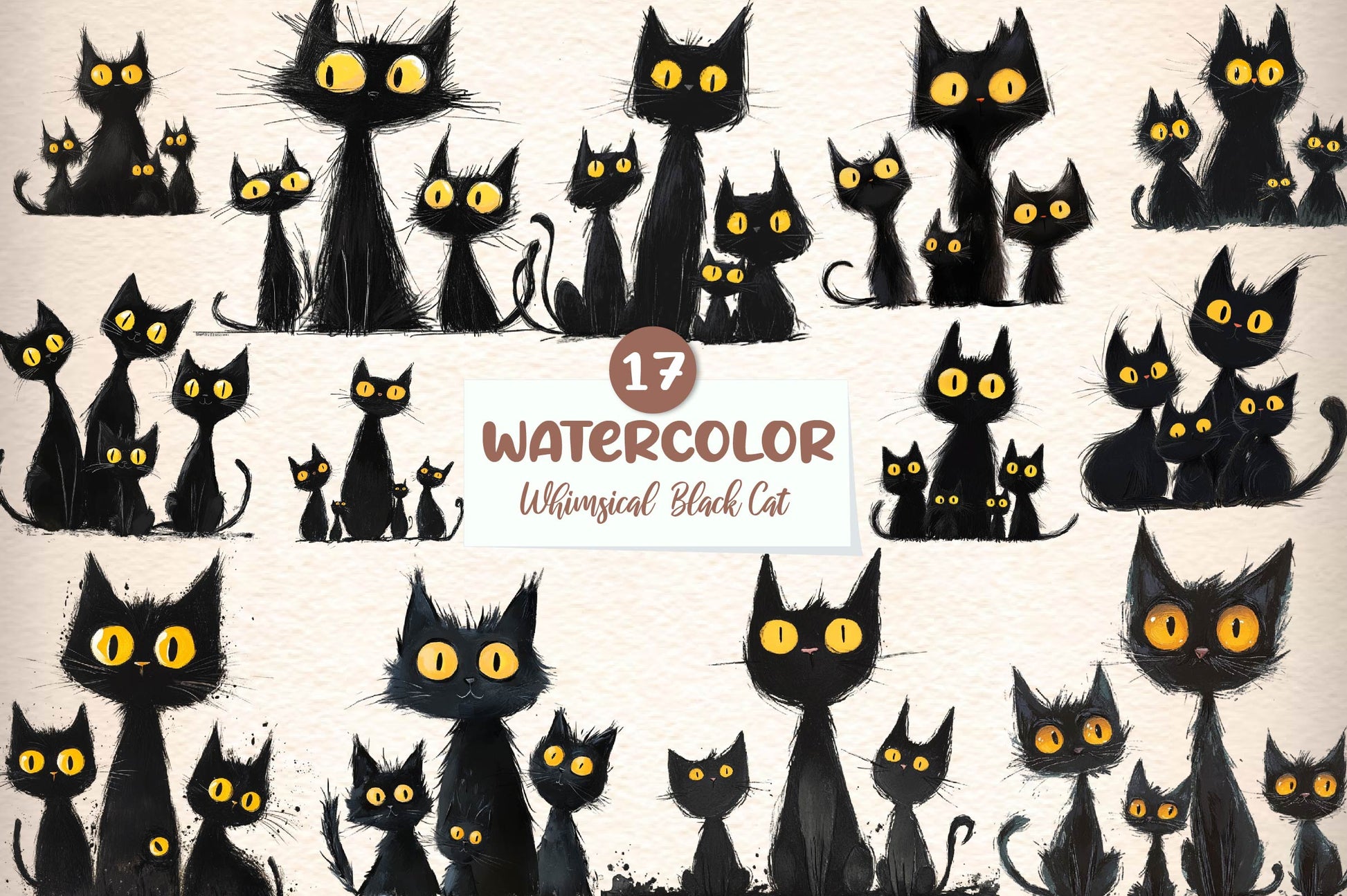 Whimsical Black Cat Clipart Bundle 1 - CraftNest - Digital Crafting and Art