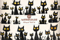 Whimsical Black Cat Clipart Bundle 1 - CraftNest - Digital Crafting and Art