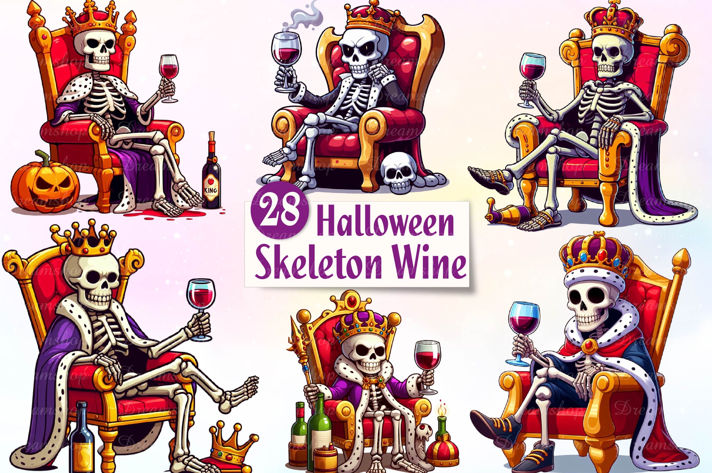 Halloween Skeleton Wine Clipart Bundle - CraftNest - Digital Crafting and Art