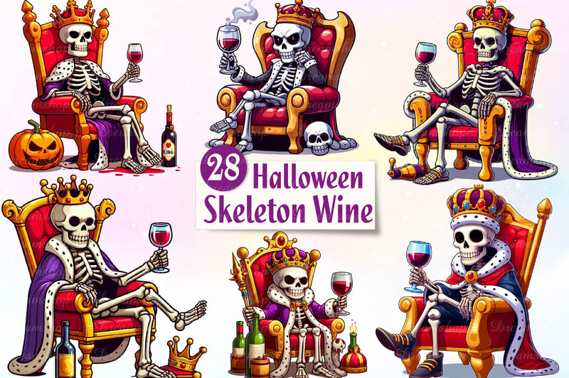 Halloween Skeleton Wine Clipart Bundle - CraftNest - Digital Crafting and Art