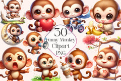 Funny Monkey Clipart Bundle 1 - CraftNest - Digital Crafting and Art