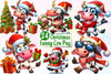 Funny Christmas Cow Clipart Bundle