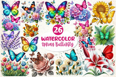 Spring Butterfly Flower Clipart Bundle - CraftNest - Digital Crafting and Art
