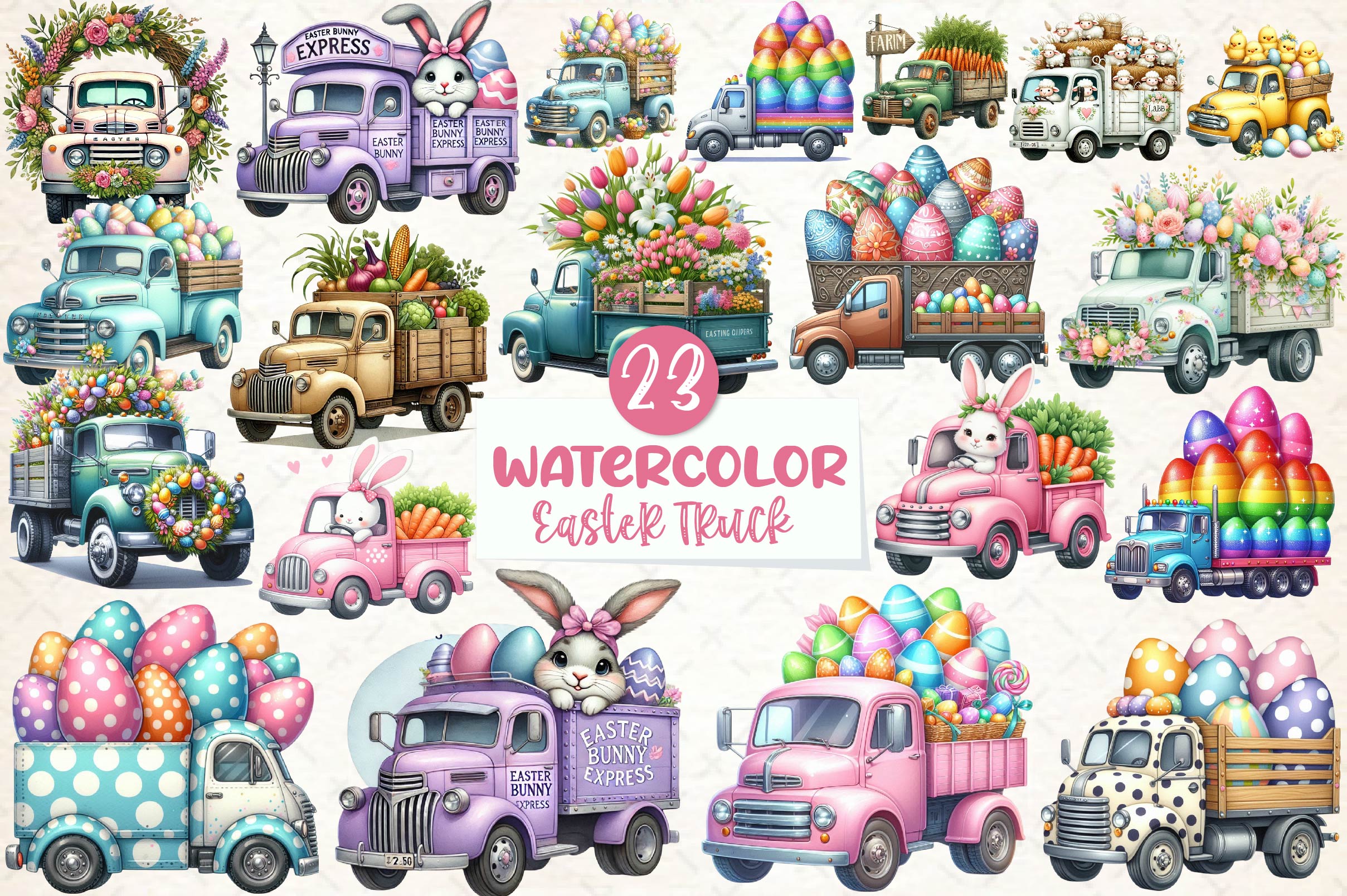 Easter Truck Clipart Bundle - CraftNest - Digital Crafting and Art