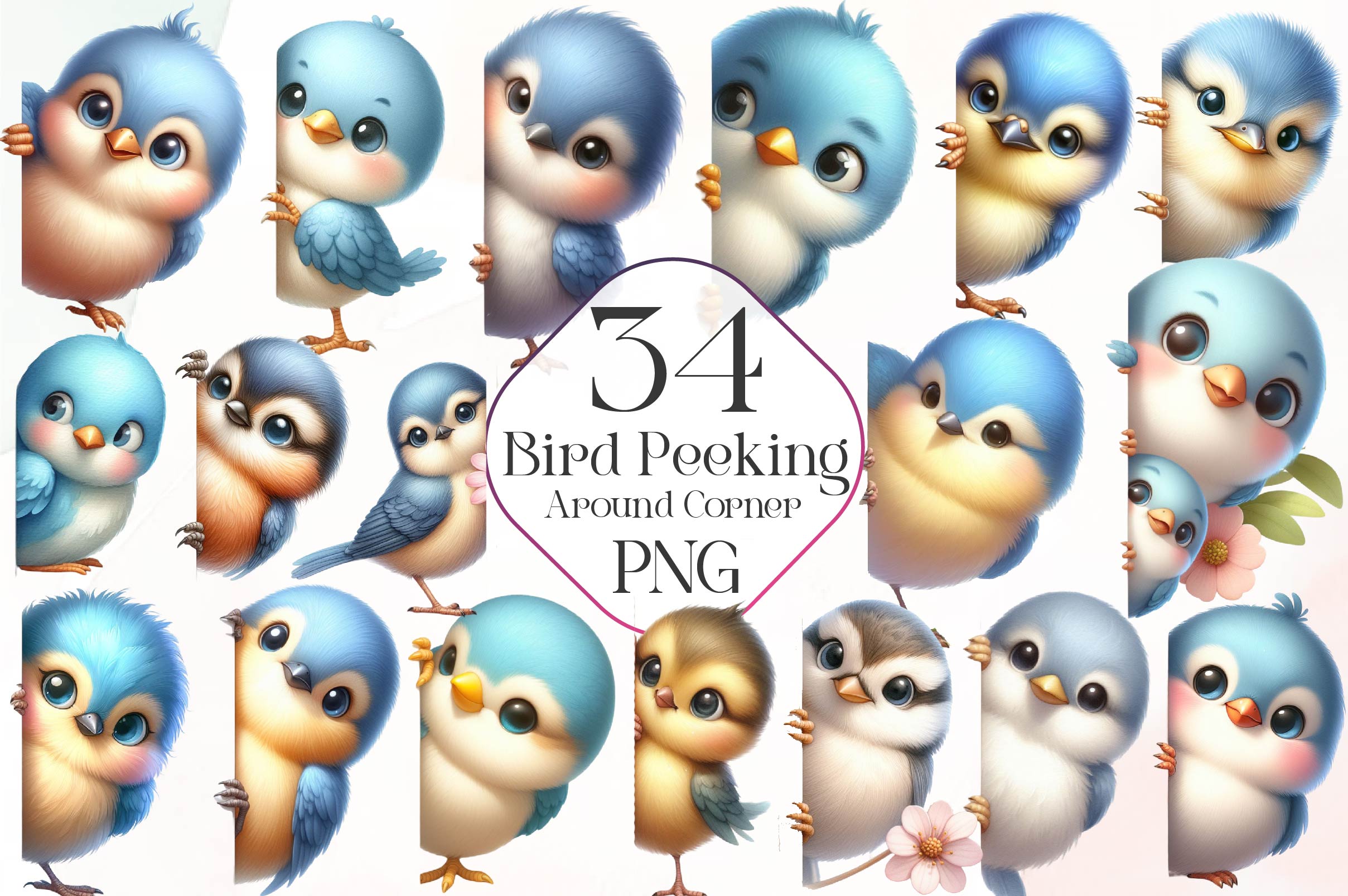 Bird Peeking Around Corner Clipart Bundle - CraftNest - Digital Crafting and Art