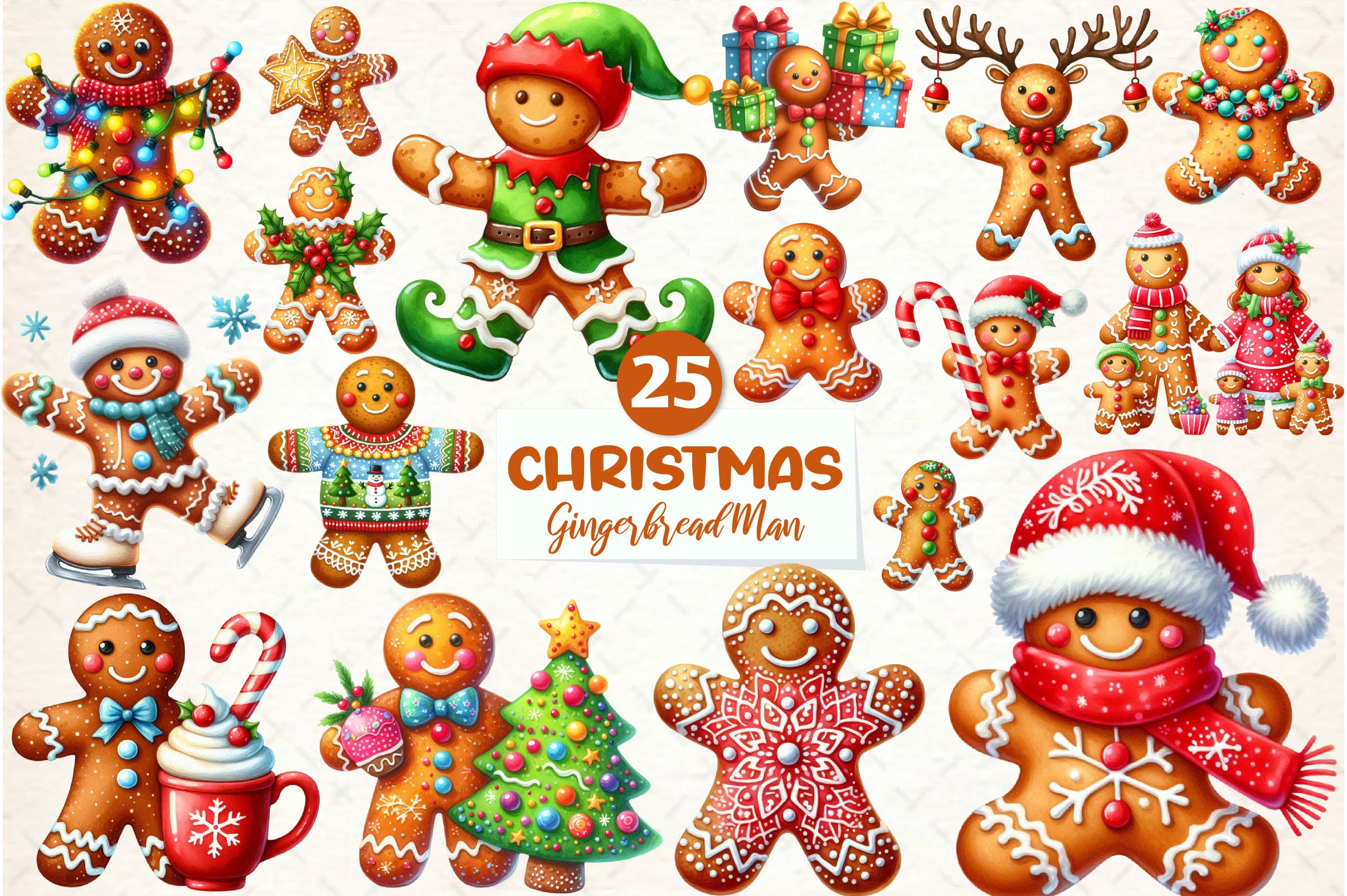 Christmas Gingerbread Man Clipart Bundle - CraftNest - Digital Crafting and Art