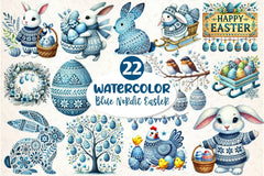 Blue Nordic Easter Clipart Bundle 2 - CraftNest - Digital Crafting and Art