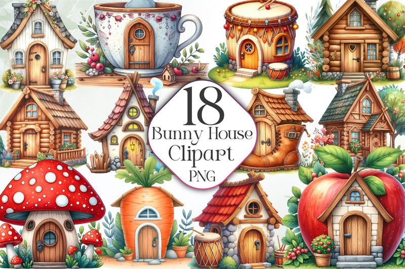 Bunny House Clipart Bundle - CraftNest - Digital Crafting and Art
