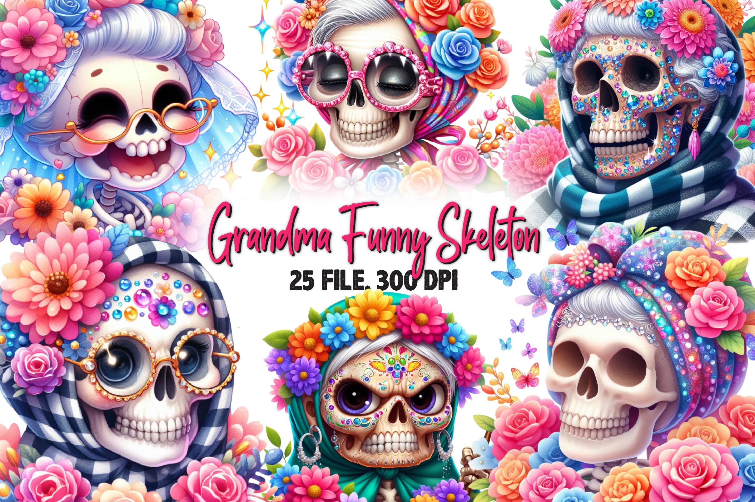 Grandma Funny Skeleton Clipart Bundle - CraftNest - Digital Crafting and Art