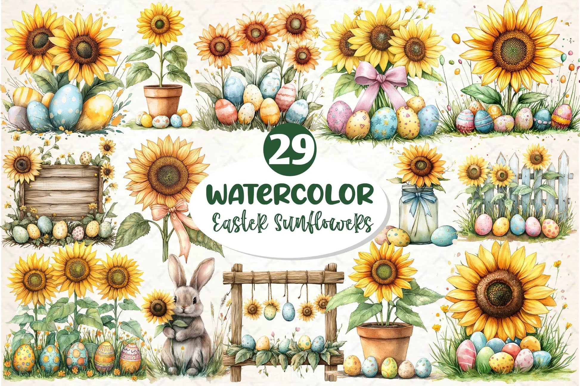 Easter Sunflowers Clipart Bundle 2 - CraftNest - Digital Crafting and Art