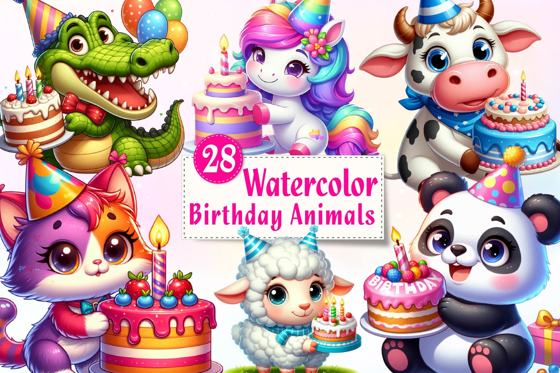 Birthday Animals Clipart Bundle - CraftNest - Digital Crafting and Art