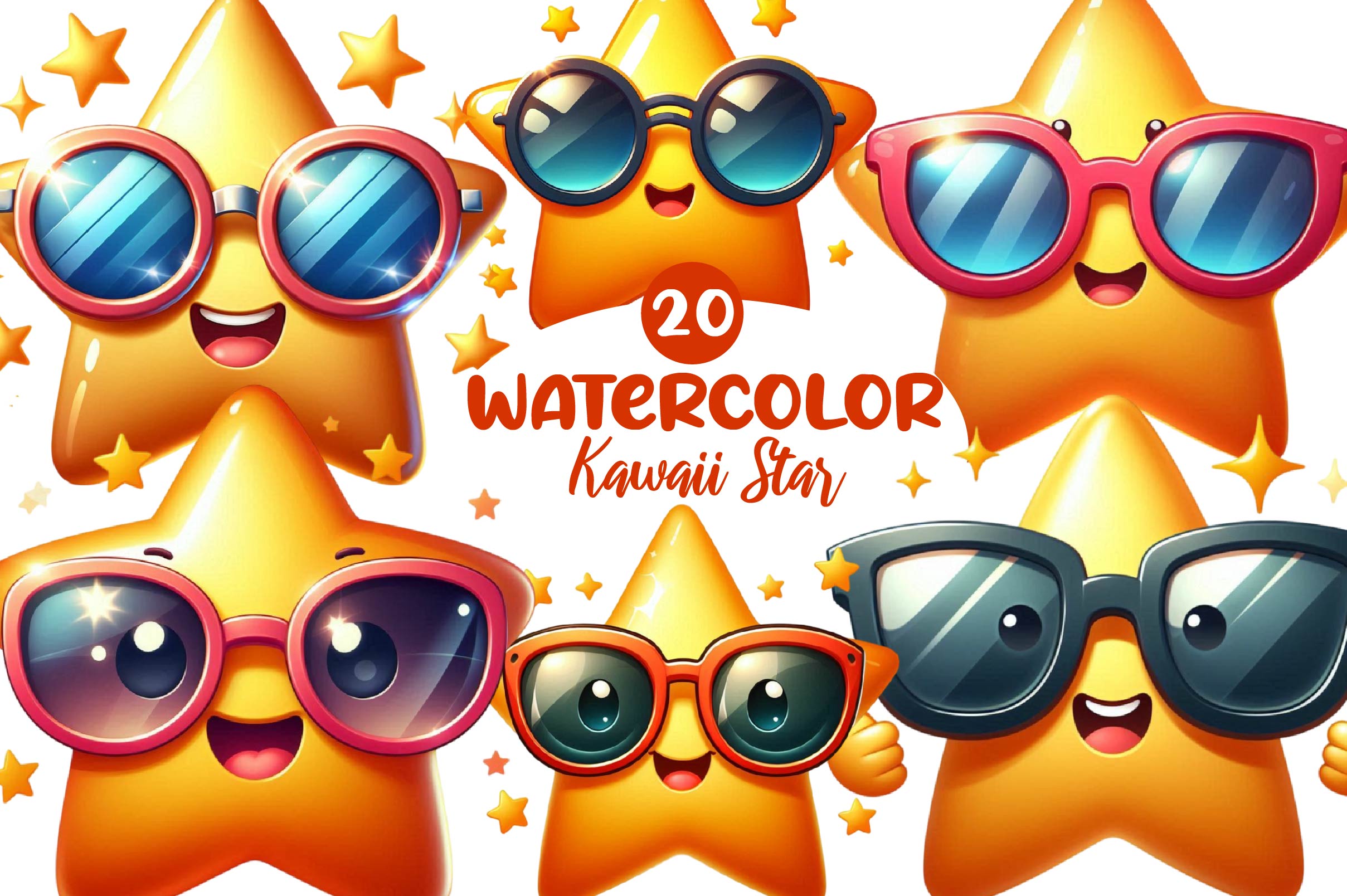 Kawaii Star Clipart Bundle - CraftNest - Digital Crafting and Art