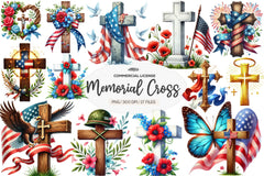 Memorial Day Cross Clipart Bundle 1 - CraftNest - Digital Crafting and Art