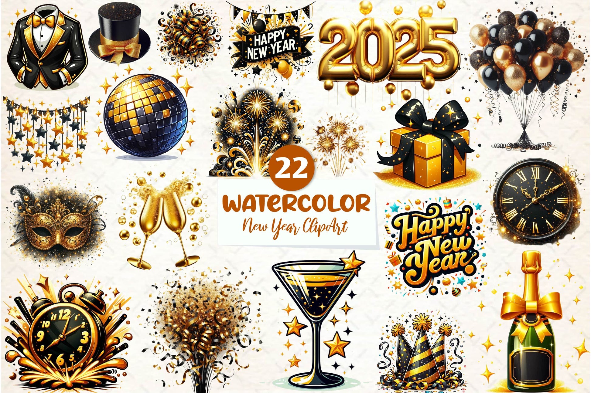 New Year Clipart Bundle - CraftNest - Digital Crafting and Art