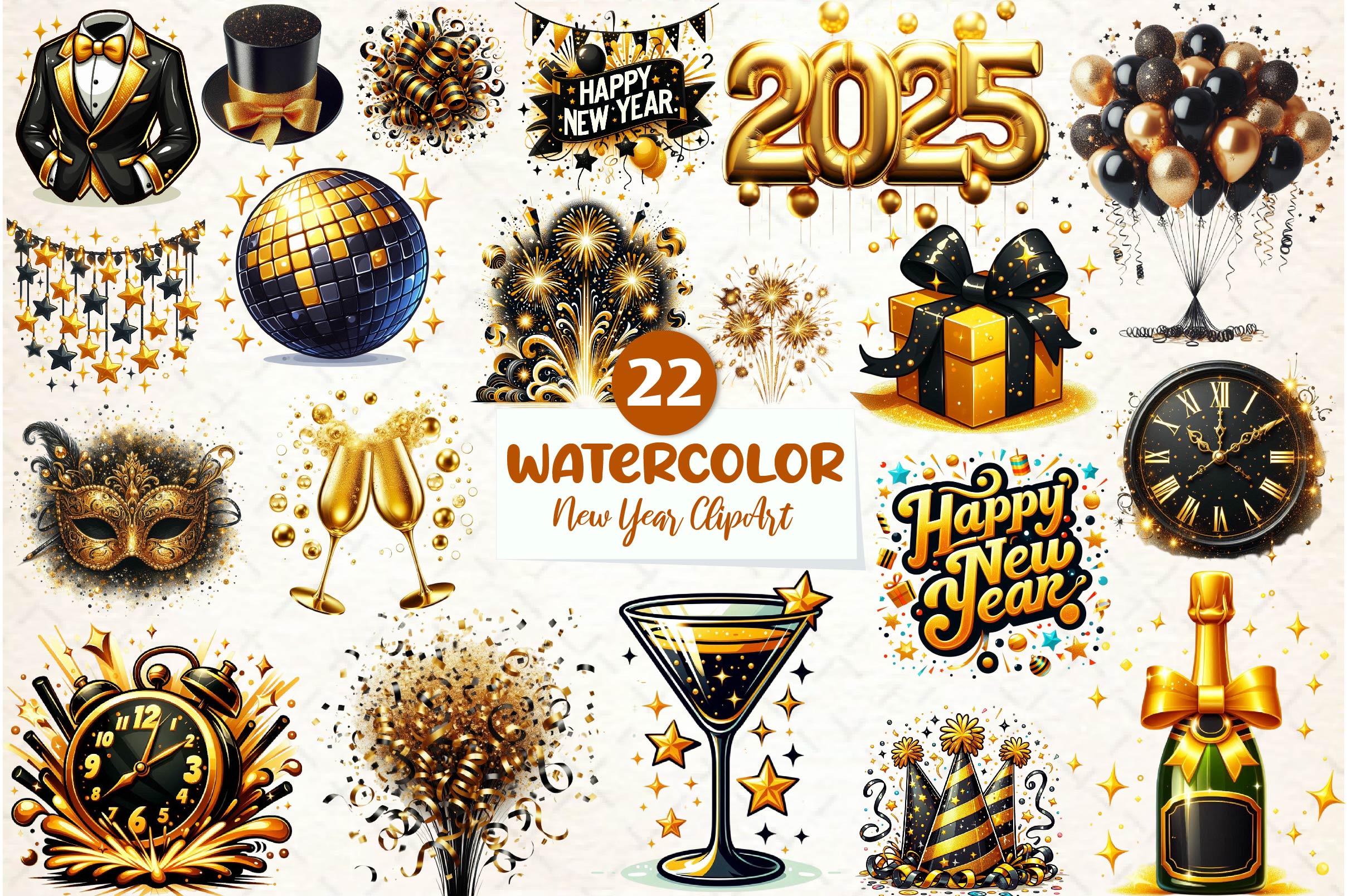 New Year Clipart Bundle - CraftNest - Digital Crafting and Art