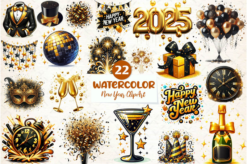 New Year Clipart Bundle - CraftNest - Digital Crafting and Art