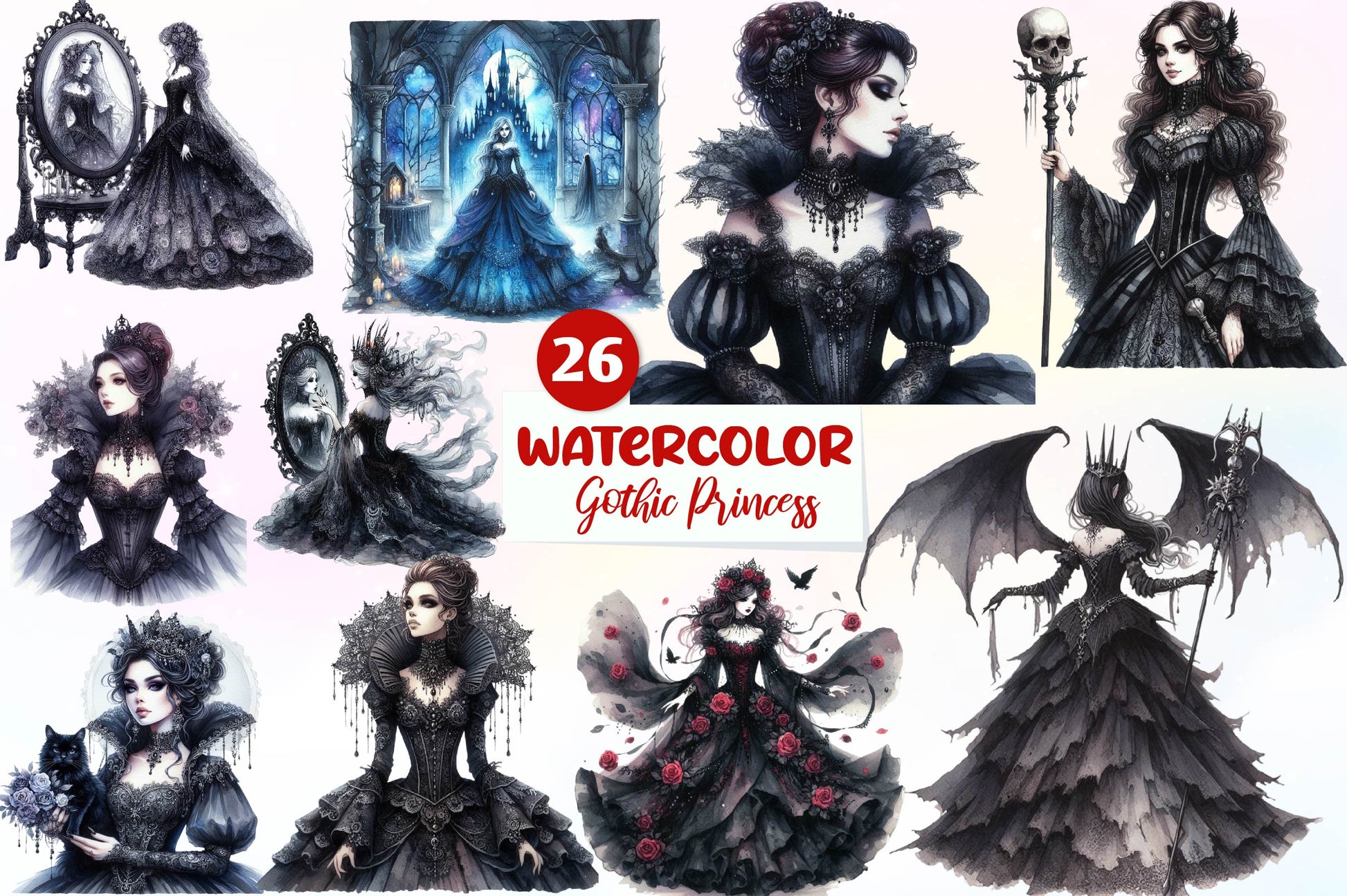 Gothic Princess Clipart Bundle - CraftNest - Digital Crafting and Art