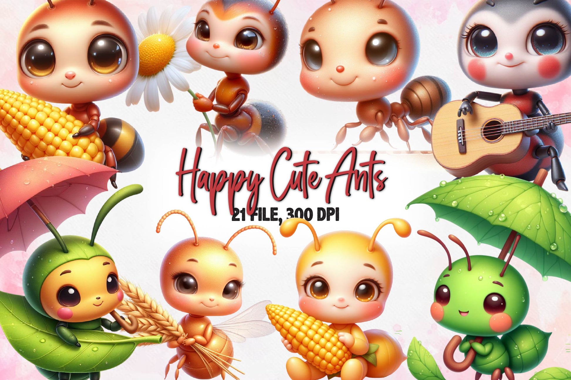 Happy Cute Ants Cartoon Clipart Bundle - CraftNest - Digital Crafting and Art