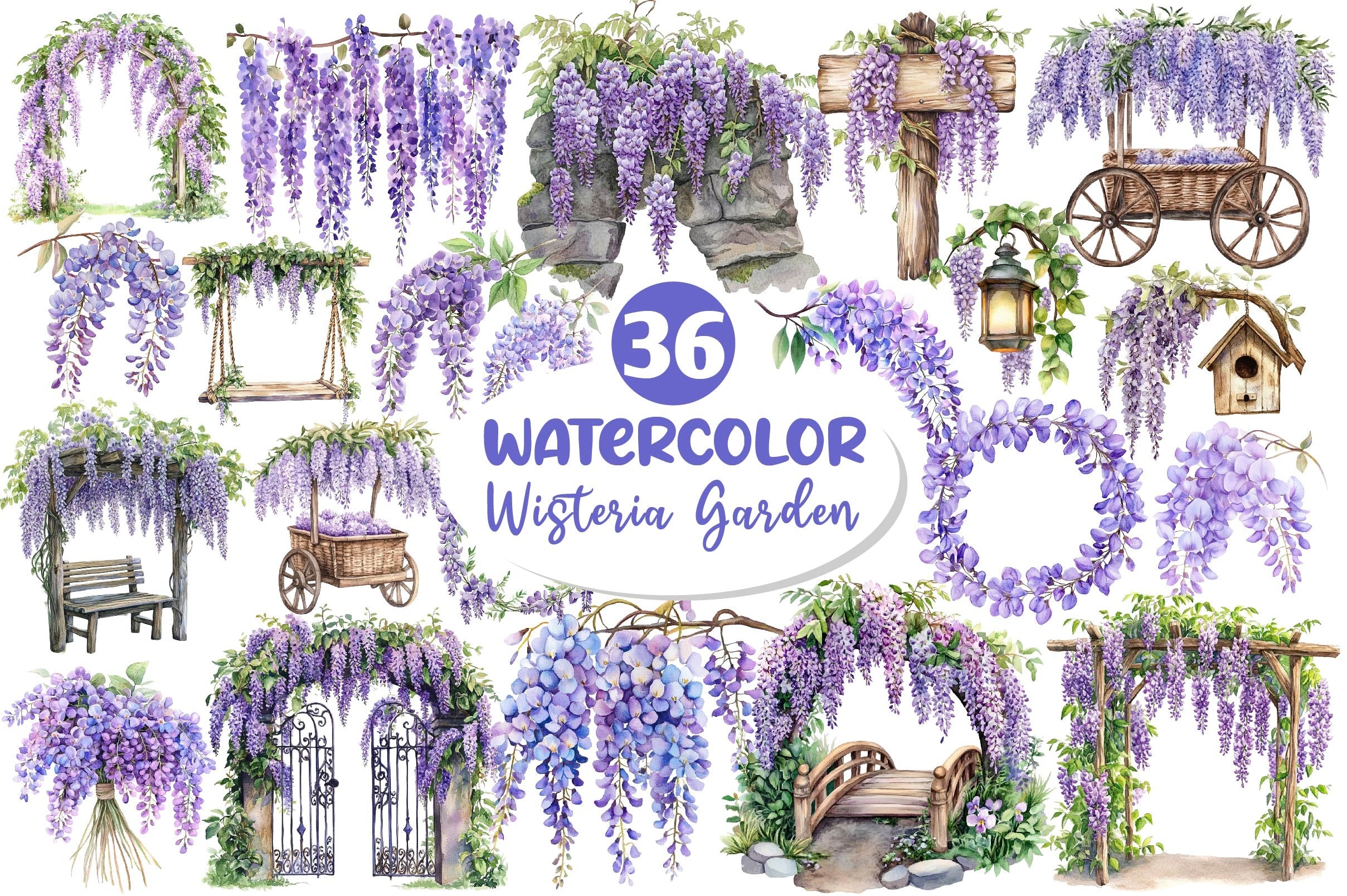 Wisteria Garden Clipart Bundle 2 - CraftNest - Digital Crafting and Art