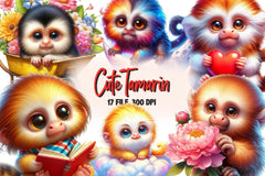 Cute Tamarin Clipart Bundle - CraftNest - Digital Crafting and Art