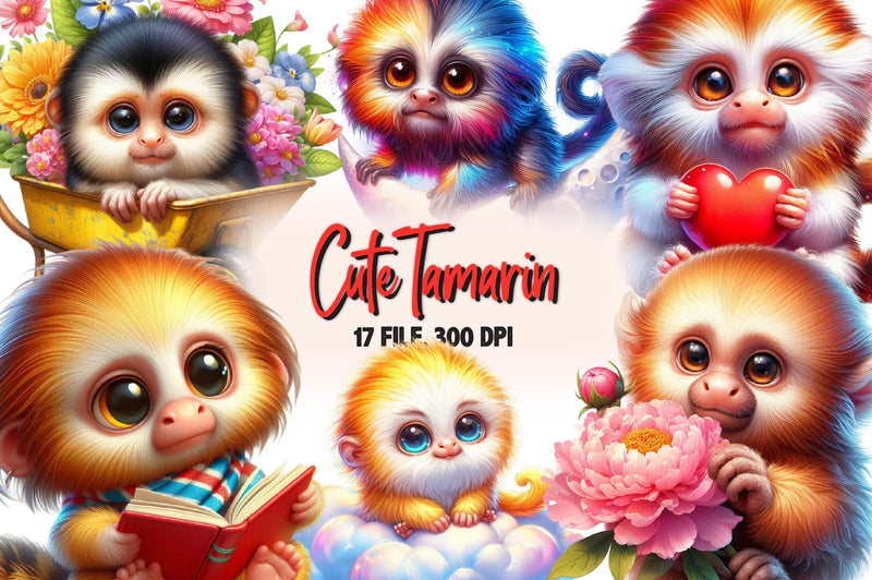 Cute Tamarin Clipart Bundle - CraftNest - Digital Crafting and Art