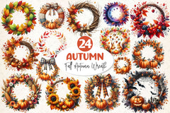 Fall Wreath Autumn Wreath Clipart Bundle - CraftNest - Digital Crafting and Art
