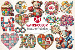 Patchwork Valentines Day Clipart Bundle 3 - CraftNest - Digital Crafting and Art