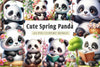 Cute Spring Panda Clipart Bundle