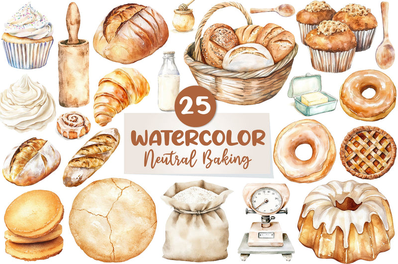 Neutral Baking Clipart Bundle - CraftNest - Digital Crafting and Art