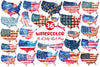 4th Of July USA Map Clipart Bundle