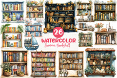 Summer Bookshelf Clipart Bundle - CraftNest - Digital Crafting and Art