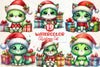 Cute Green Christmas Cat Clipart Bundle
