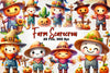 Cute Farm Scarecrow Clipart Bundle