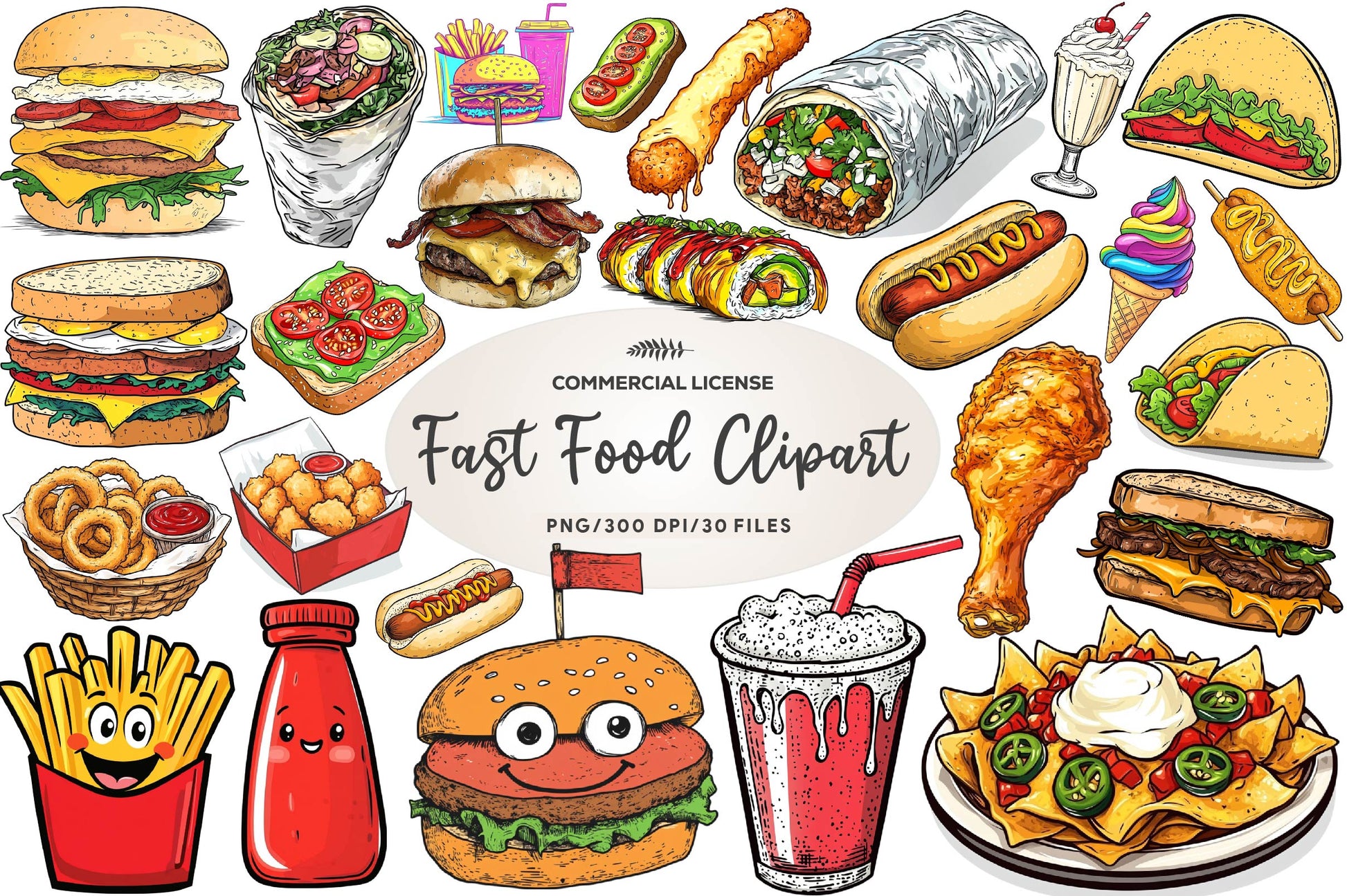 Fast Food Clipart Bundle - CraftNest - Digital Crafting and Art