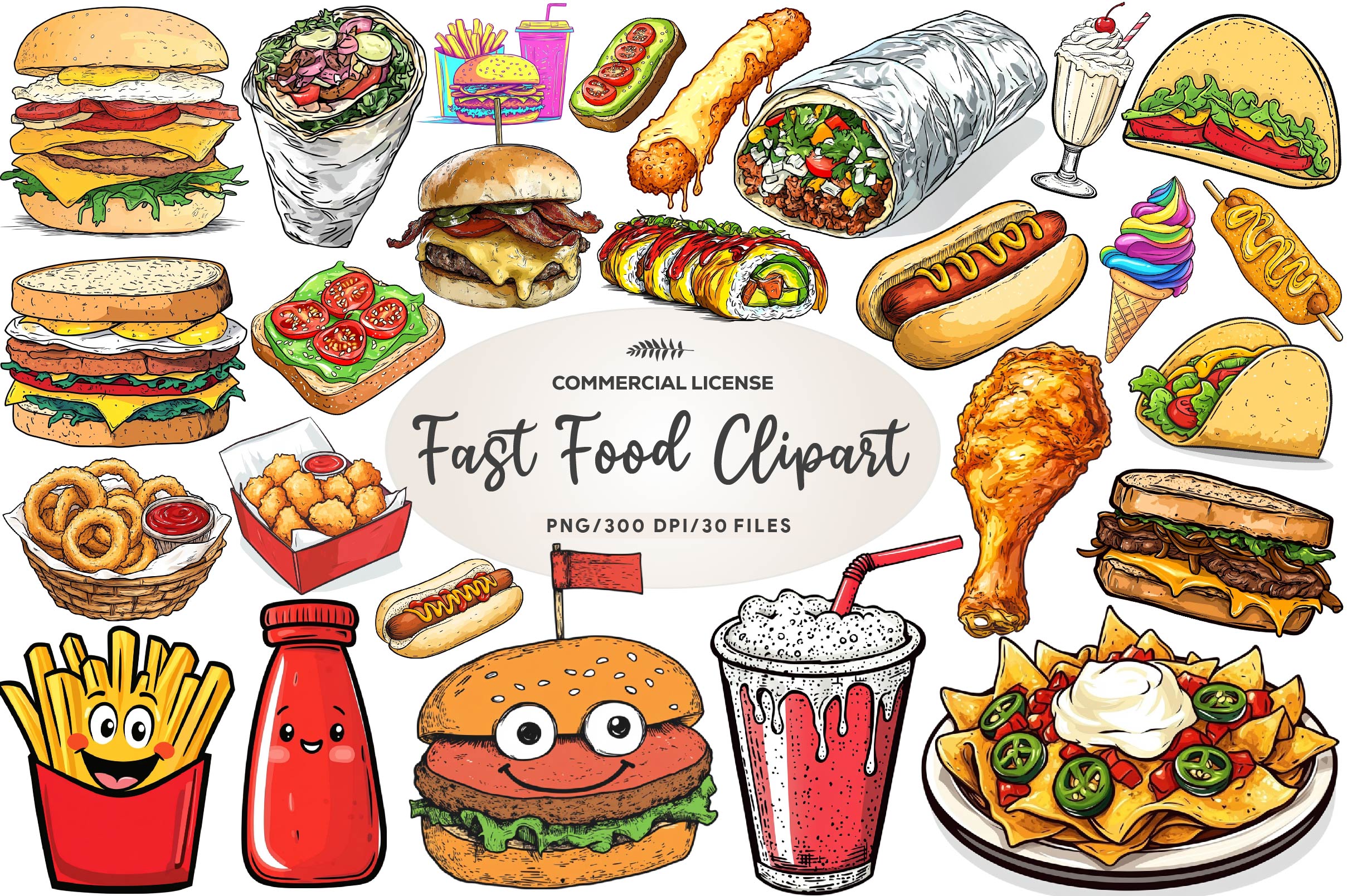 Fast Food Clipart Bundle - CraftNest - Digital Crafting and Art