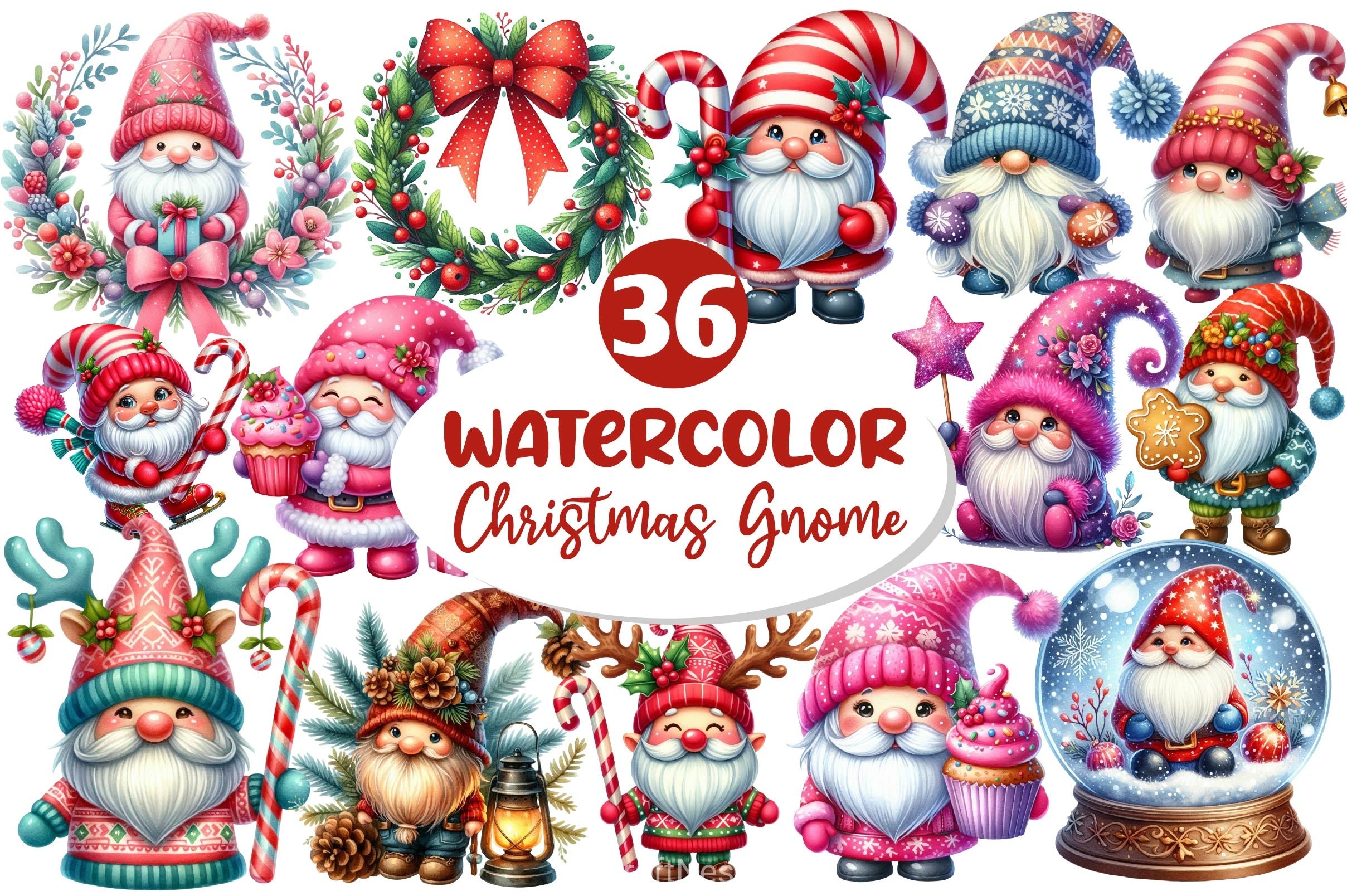 Christmas Gnome Clipart Bundle 7 - CraftNest - Digital Crafting and Art
