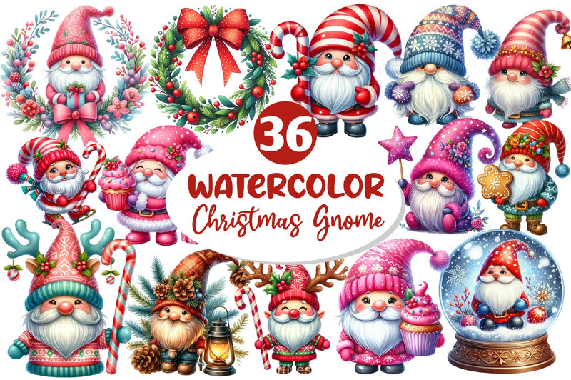 Christmas Gnome Clipart Bundle 7 - CraftNest - Digital Crafting and Art