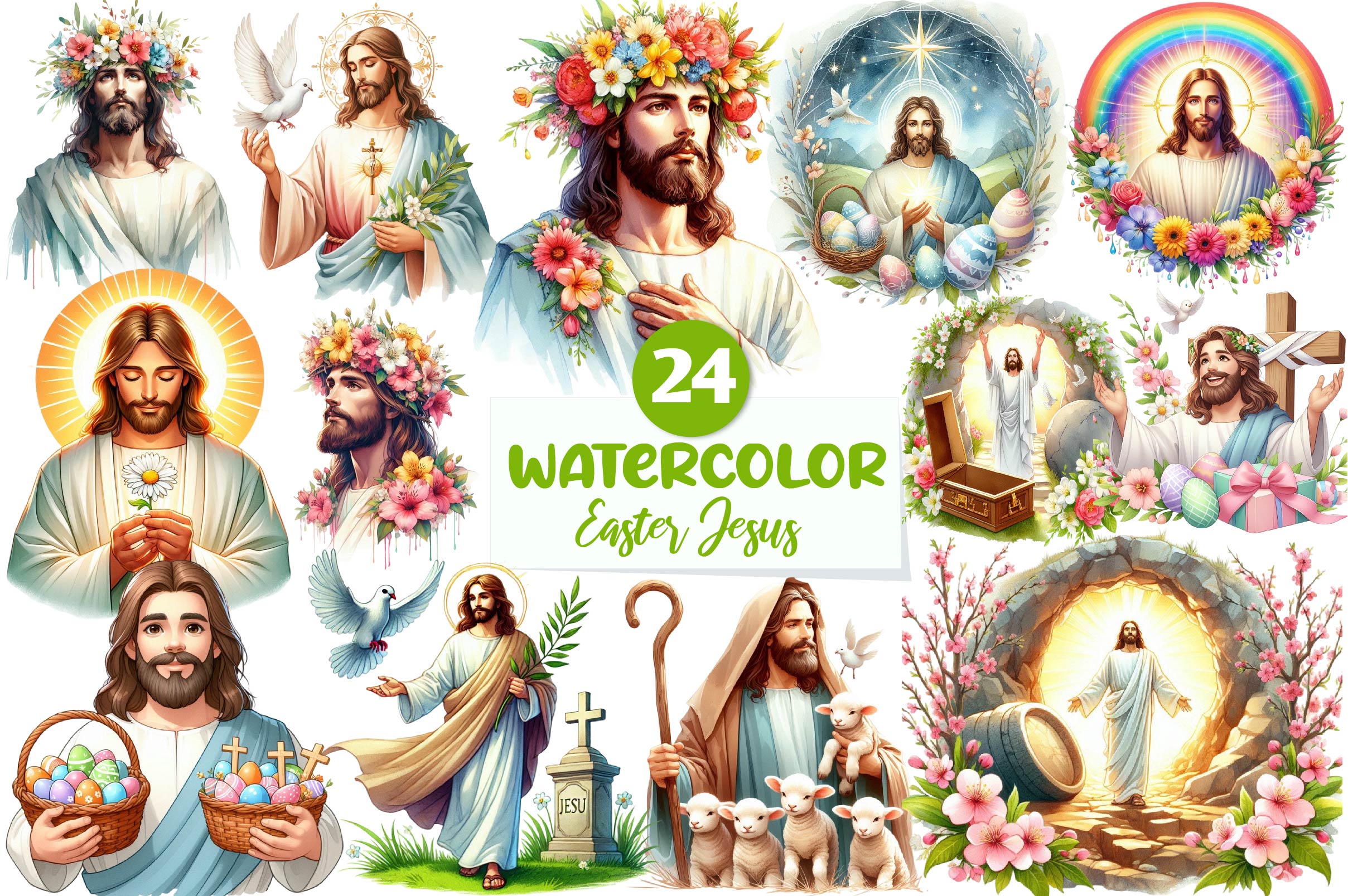 Cute Easter Jesus Clipart Bundle 1 - CraftNest - Digital Crafting and Art