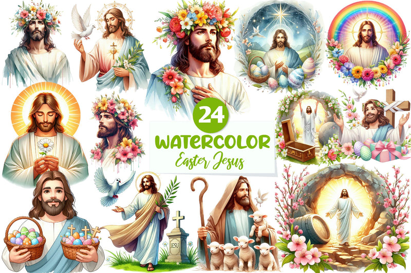 Cute Easter Jesus Clipart Bundle 1 - CraftNest - Digital Crafting and Art
