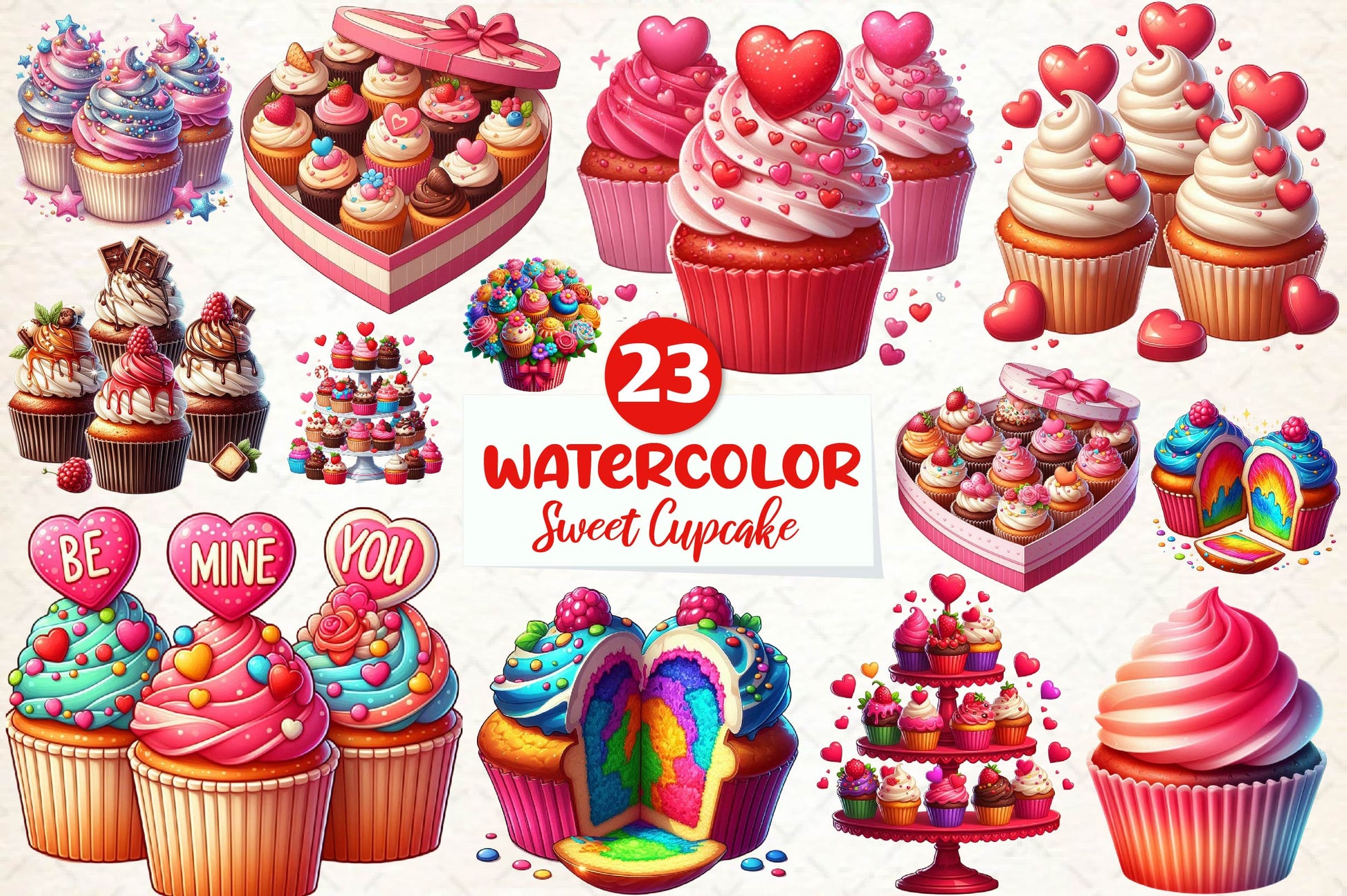 Valentine Sweet Cupcake Clipart Bundle - CraftNest - Digital Crafting and Art
