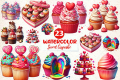 Valentine Sweet Cupcake Clipart Bundle - CraftNest - Digital Crafting and Art