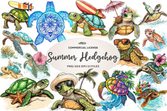 Summer Hedgehog Clipart Bundle 1 - CraftNest - Digital Crafting and Art